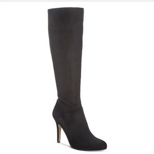 INC International Concepts Taisa Almond Toe Knee Black Fabric Boots Sz, 8.5 $139